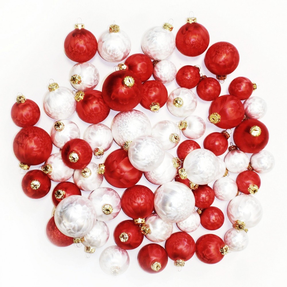 60x GLAS EISLACK CHRISTBAUMKUGELN ROT WEIß 4 5 6 7 cm WEIHNACHTSKUGELN KUGELN eBay