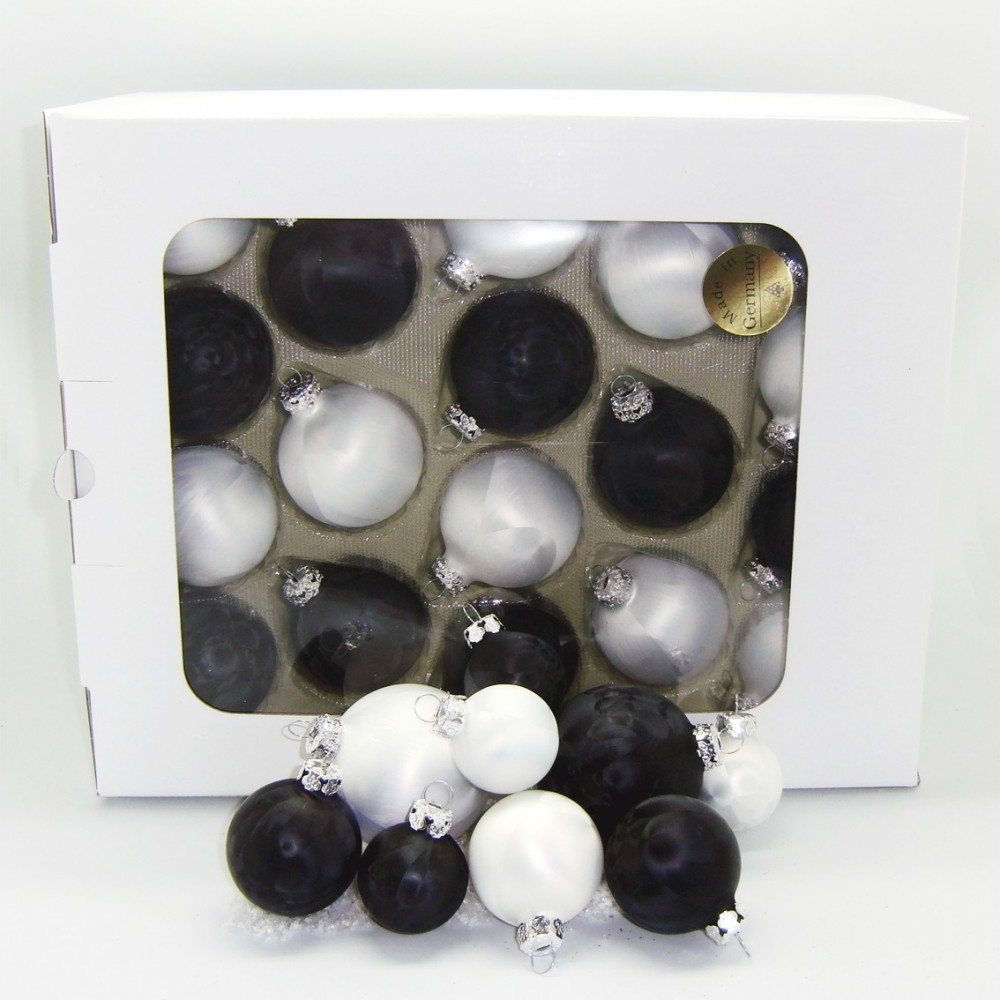59x eislack glas christbaumkugeln schwarz weià 4 5 6 7 cm ... Weiss silber baumschmuck