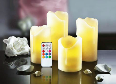 LED ECHTWACHSKERZEN 4x KERZEN ECHTES FLACKERN FERNBEDIENUNG